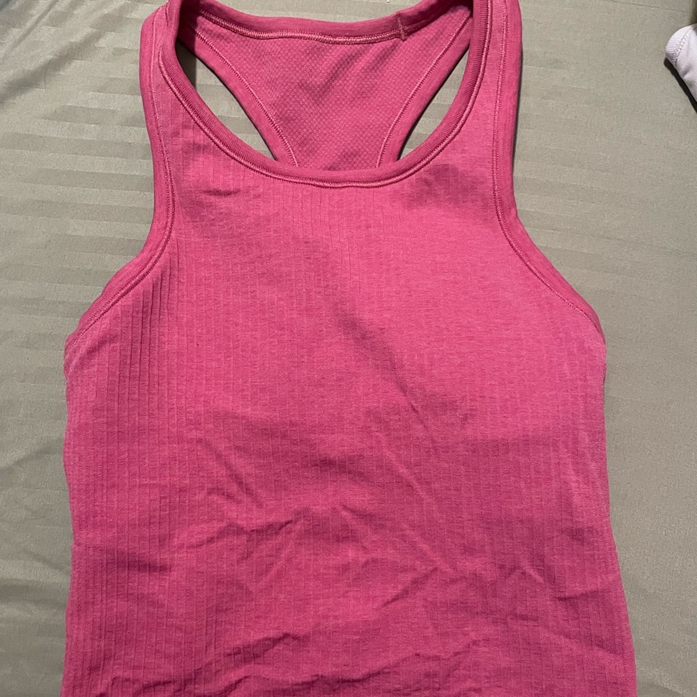 Pink Lychee Lululemon Ebb To Street Racerback Crop size 6